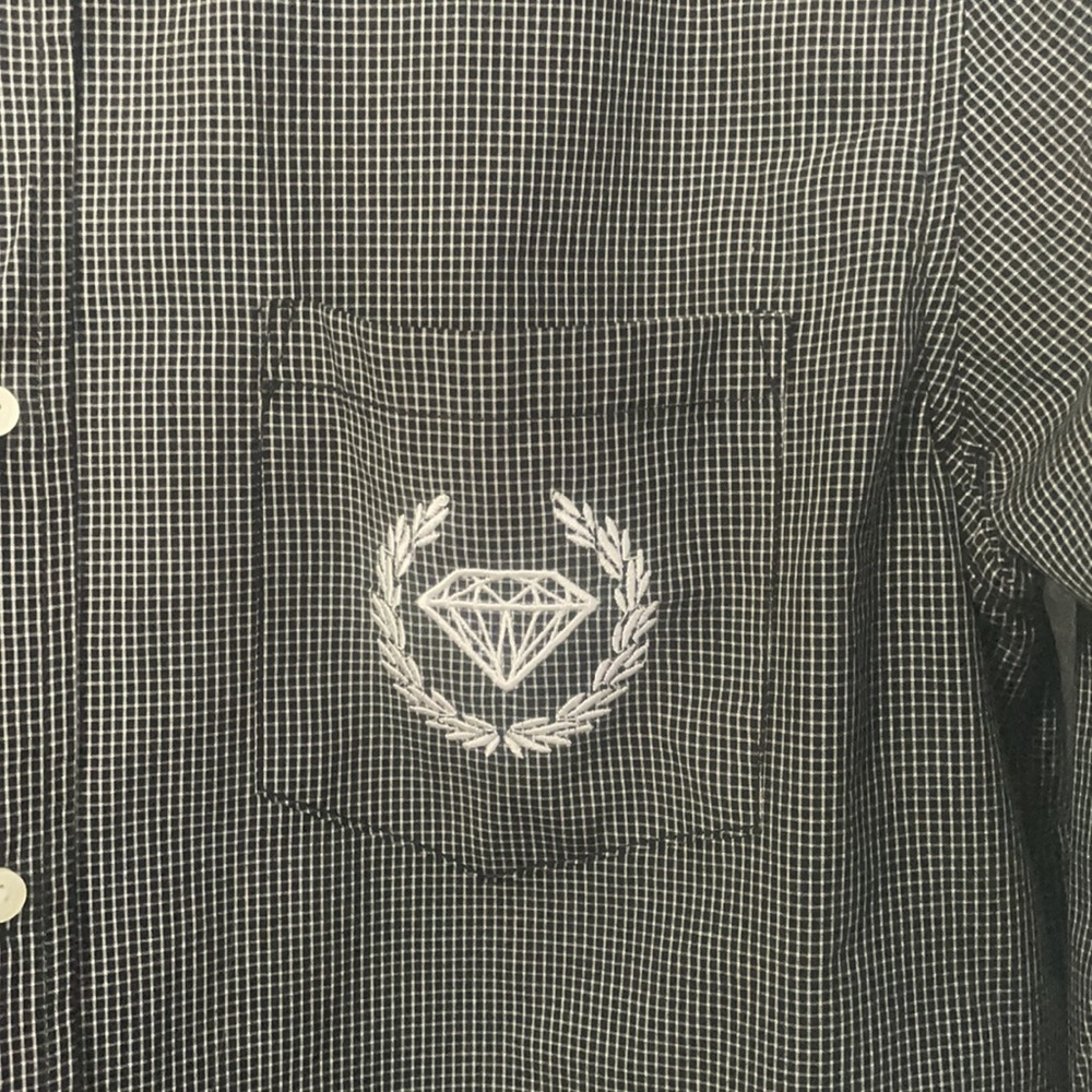 Diamond Supply Co Dress Shirt Button Up Checkered Men’s Size Medium - Picture 2 of 4